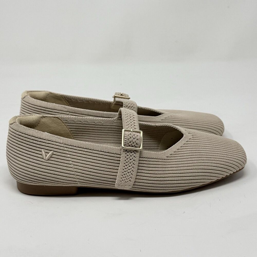 Vivaia Margot Mary Jane Ballet Shoes Womens 5.5 - 6 EU 36 Tan Knit Square Toe